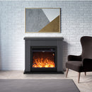 Camino Elettrico da Pavimento 99x88,3x25 cm Effetto Fiamma 1500W Sined Asciano Grigio