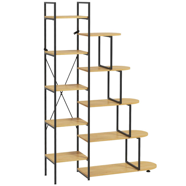 online Libreria 10 Livelli 111,5x32x170 cm in Truciolato e Acciaio Naturale e Nero
