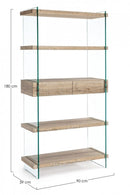 Libreria 4 Ripiani 2 Cassetti Line Kenya in Vetro