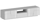 Mobile Tv 4 Anta 1 Cassetto e Ripiano a Giorno 220x44x46 cm Pongo 4A 1C Bianco Lucido  