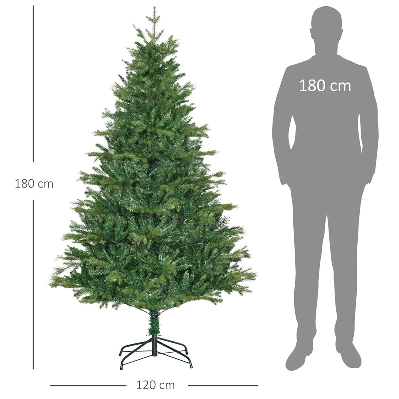 Albero di Natale Artificiale H180 cm 1443 Rami con Decori e Base in Metallo Verde