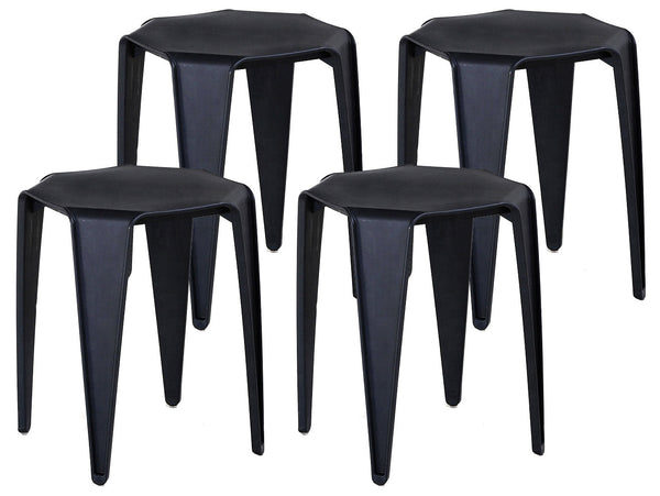 Set 4 Tabourets 35x35 cm en Polypropylène Noir acquista