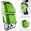 Spiaggina Pieghevole Sedia Spiaggia Alluminio con Borsa Termica Spallacci Verde