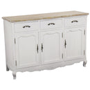 Credenza in Legno 3 Ante 3 Cassetti 126x45x88cm Country Bianca