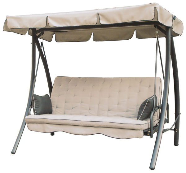 Taddei Panama Balançoire de jardin inclinable 3 places en fer beige online