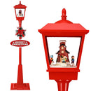 Lampione Natale con Luce LED Scena Natalizia Motorizzata Neve Musica 180 cm Rosso