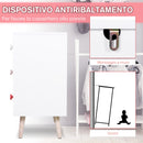 Cassettiera con 3 Cassetti in Legno di Pino 90x42x80 cm  Bianco e Rosa