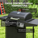 Barbecue a Gas con 4 Bruciatori Indipendenti 108x54x97 cm Coperchio con Termometro Nero   