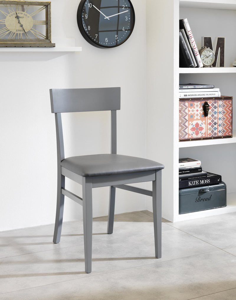 Set 2 Sedie 44x45xH82 cm in Legno Laccato Monaco Grigio Scuro