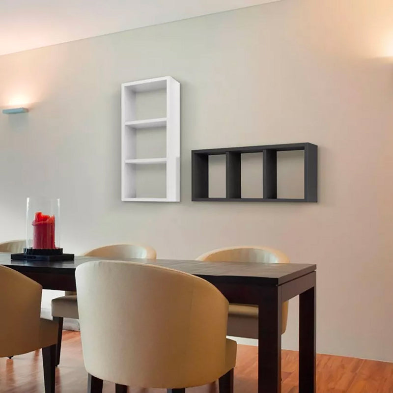 Mensola Rettangolare 3 Scomparti da Parete 70x30x15.5 cm in Fibra di Legno Tristano Marrone Talpa