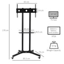 Carrello Supporto per TV 32"-65" Vesa 60x40 cm in Acciaio Nero