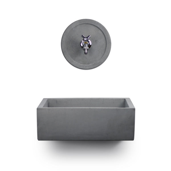 Lavello Rettangolare da Esterno 45x35 cm con Rosone Installazione a Muro in Cemento Madrid Antracite prezzo