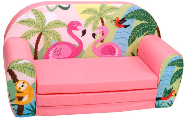 Canapé Canapé Enfant 76x36x40cm Tissu Amovible avec Flamants Roses Miller acquista