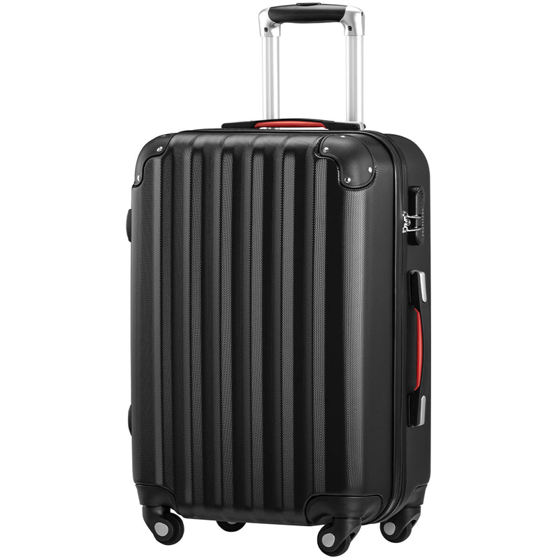 Set 4 Valigie Trolley e Beauty Case Rigide da Viaggio Easy Roll Angoli Rinfornzati in ABS Nero  