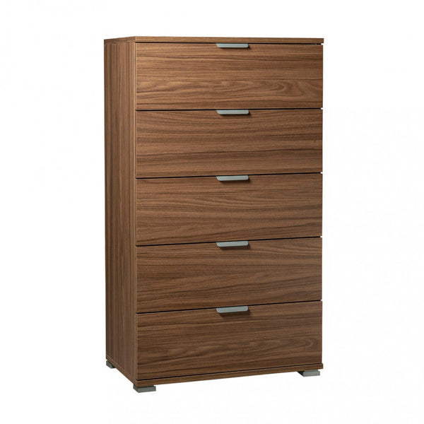 prezzo Commode 5 Tiroirs Couleur Noyer 60x38x103 h cm en Aggloméré Bilaminé Marron