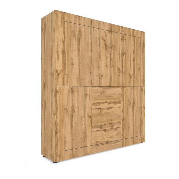 Credenza Alta 5 Ante e 3 Cassetti 150x35x165 cm Elios Quercia Natura online