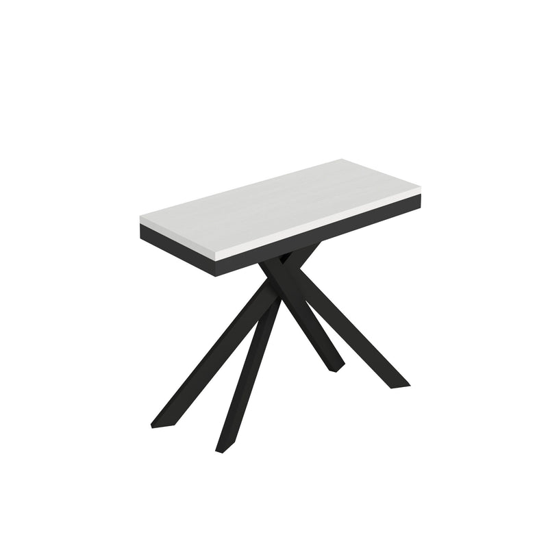 Consolle Allungabile 90-300x40x77 cm Saki Evolution Bianco Frassino Gambe Antracite 
