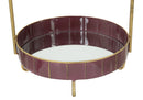 Svuota Tasche Double Glam 36,5x34,5x56,5 cm in Ferro e Specchio Bordeaux e Oro