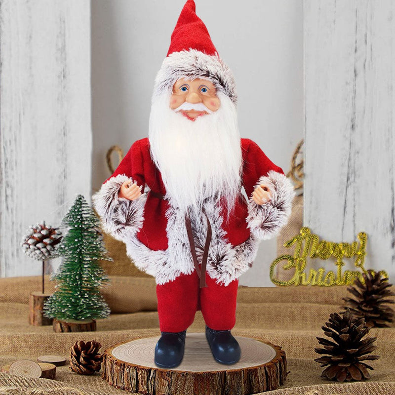 Pupazzo Babbo Natale H40 cm con Minilucciole Rosso e Grigio