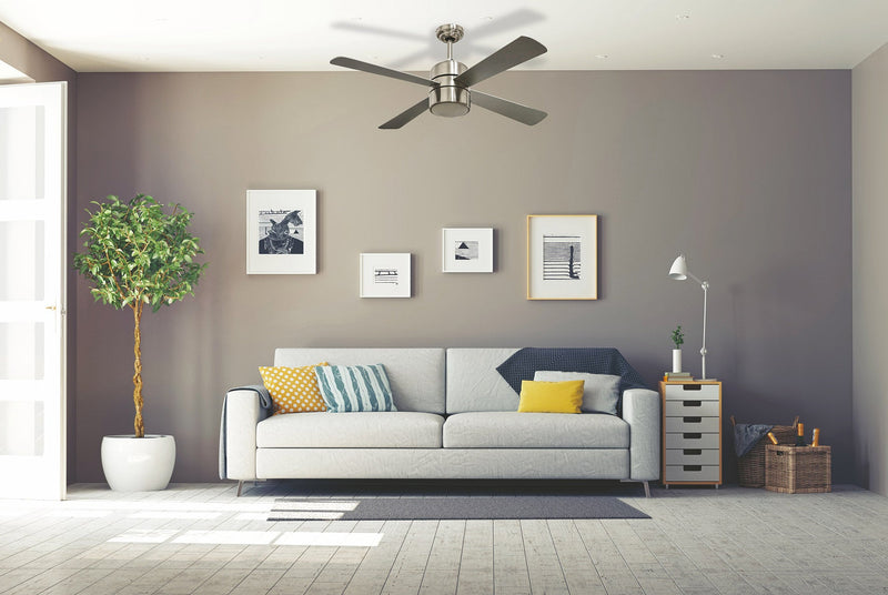 Ventilatore da Soffitto 4 Pale e Lampada Ø120 cm 3 Velocità Kooper Silver