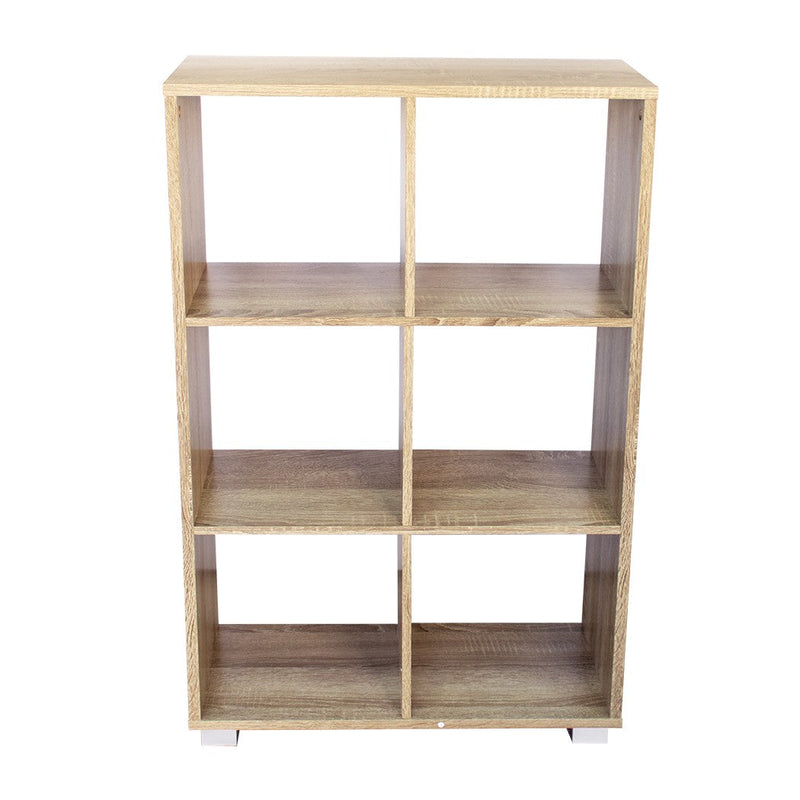 Libreria in legno 60x24xH99 cm a caselle con 6 ripiani dotata di piedini Rovere