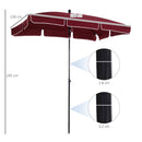 Ombrellone da Giardino Rettangolare e Regolabile 198x130x245 cm In Alluminio Rosso Vino 