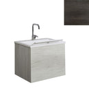 Mobile Lavatoio Sospeso Vasca Zeus in MineralMarmo Apertura a Cassettone 80x48x50 cm Olmo Scuro