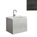 Mobile Lavatoio Sospeso Vasca Zeus in MineralMarmo Apertura a Cassettone 60x48x50 cm Olmo Scuro