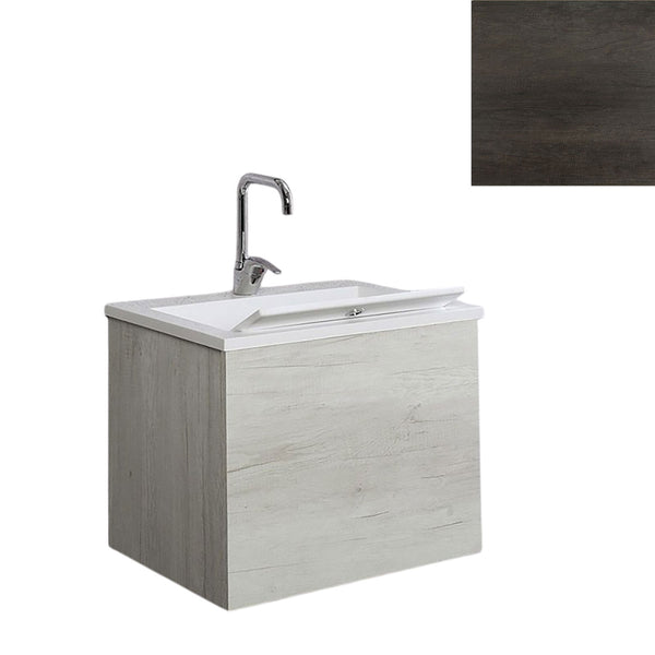 Mobile Lavatoio Vasca Zeus in MineralMarmo Apertura a 2 Ante 60x48x50 cm Olmo Scuro