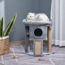 Albero Tiragraffi con Lettino e Casetta in Peluche 40x40x57 cm Tiragraffi in Juta Grigio   