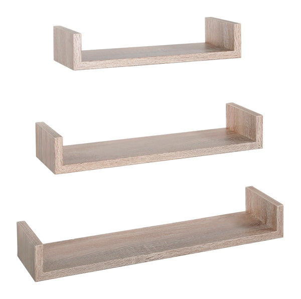 prezzo Lot de 3 étagères murales 60-50-40x15,5x8 cm en fibre de bois magnétique Chêne Sagerau