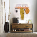 Mensola con 5 ganci 61x12x10 cm appendiabiti asciugamani in legno di bambù da parete