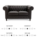 Divano 2 Posti 160x84x80 cm in Similpelle  Marrone Scuro