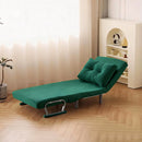 Poltrona Letto Reclinabile Chaise Lounge con Seduta Imbottita Convertibile in Velluto a Coste Verde