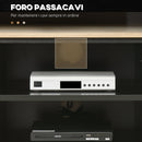 Mobile TV max 60” 120x40x42 cm con 2 Armadietti e Ripiani in Truciolare e Rattan Naturale e Nero