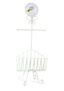 Piantana Porta Rotolo a Stelo in Metallo con Portariviste 34x20H84,5cm Lavanda