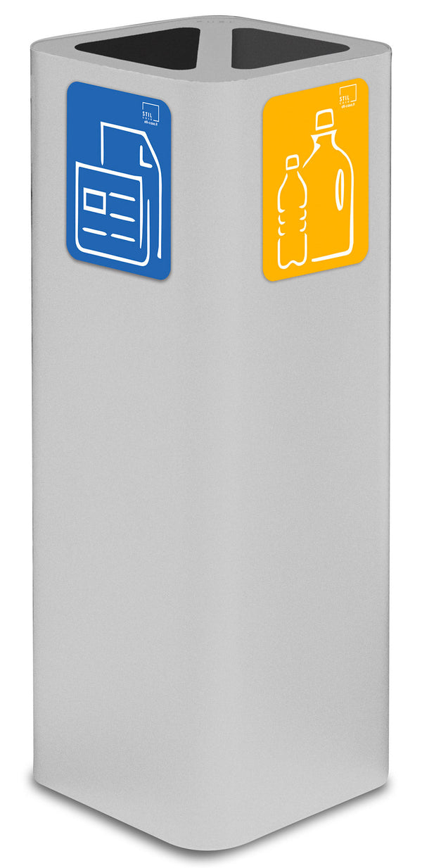 Poubelle pour collecte des déchets 30x30xh80 cm avec couvercle en acier peint avec 2 compartiments blancs sconto