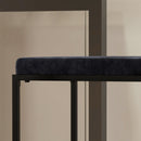Set 2 Sgabelli Bar Industriali 42x40x91 cm con Schienale Poggiapiedi e Seduta Imbottita in Acciaio e Velluto Nero      