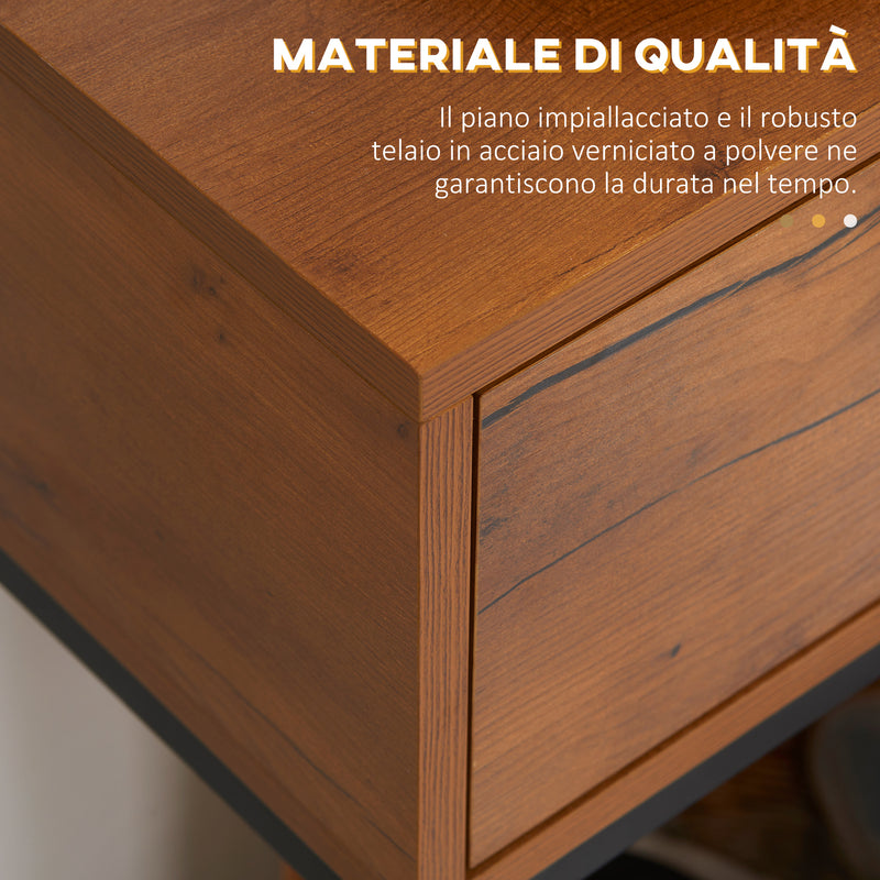 Consolle da Ingresso 80x30x76 cm con Cassetto con Gambe in Metallo Color Legno e Nero  