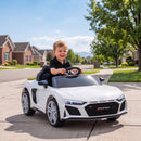 Macchina Elettrica per Bambini 3-6 Anni 12 V Audi R8 Spyder 107x58x44 cm 3-5 km/h con 2 Motori e Telecomando in PP Bianco      