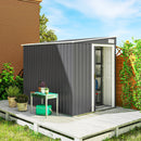 Capanno Attrezzi 1,5x2m con Base Porta Scorrevole e Tetto Inclinato in Metallo Grigio Scuro      