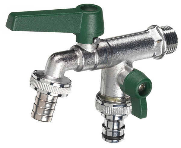 online Robinet à bille double pour fontaine de jardin avec leviers colorés Belfer RUB/027 vert