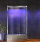 Cascata a Finestra Verticale 150x28xH200 cm in Acciao e Fili di Mylar Bianca