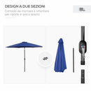 Ombrellone da Giardino Ø300 cm in Metallo e Poliestere Blu
