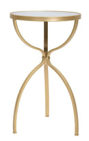 Tavolinetto Glam Tridh Ø32,5x55 cm in Ferro MDF e Vetro Oro e Multicolor