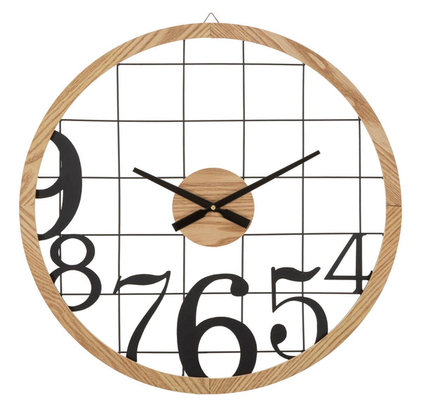 Orologio da Muro Numbers 60x2,5x60 cm in Ferro e MDF Nero e Marrone prezzo