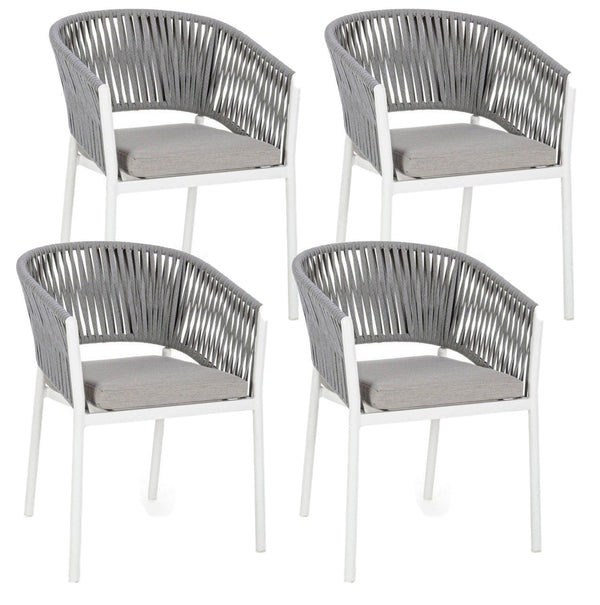 sconto Set 4 Sedie 57x60x80h cm con Braccioli e Cuscini Florencia Bianco