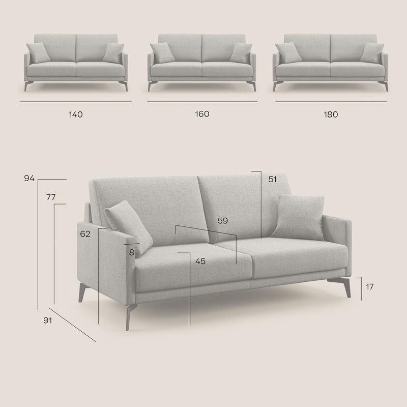 Divano 2 Posti 160x94x90 cm in Tessuto Verde Acqua