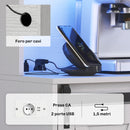 Credenza Cucina 100x38x180 cm con Prese Elettriche Luce LED Portabottiglie e Ante Scorrevoli Bianco      