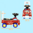 Macchina Cavalcabile per Bambini 18-36 Mesi 49x24x42 cm a Spinta Manuale a Forma di Camion dei Pompieri in PP e Metallo Rosso      